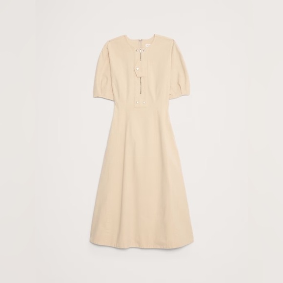 NWT! Banana Republic Cashew Cream Stretch-Column Twill Utility Midi Dress🧤 - Picture 4 of 6